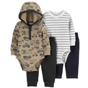 Carter's Infant 4-piece Set, Cars, Gray, 24M